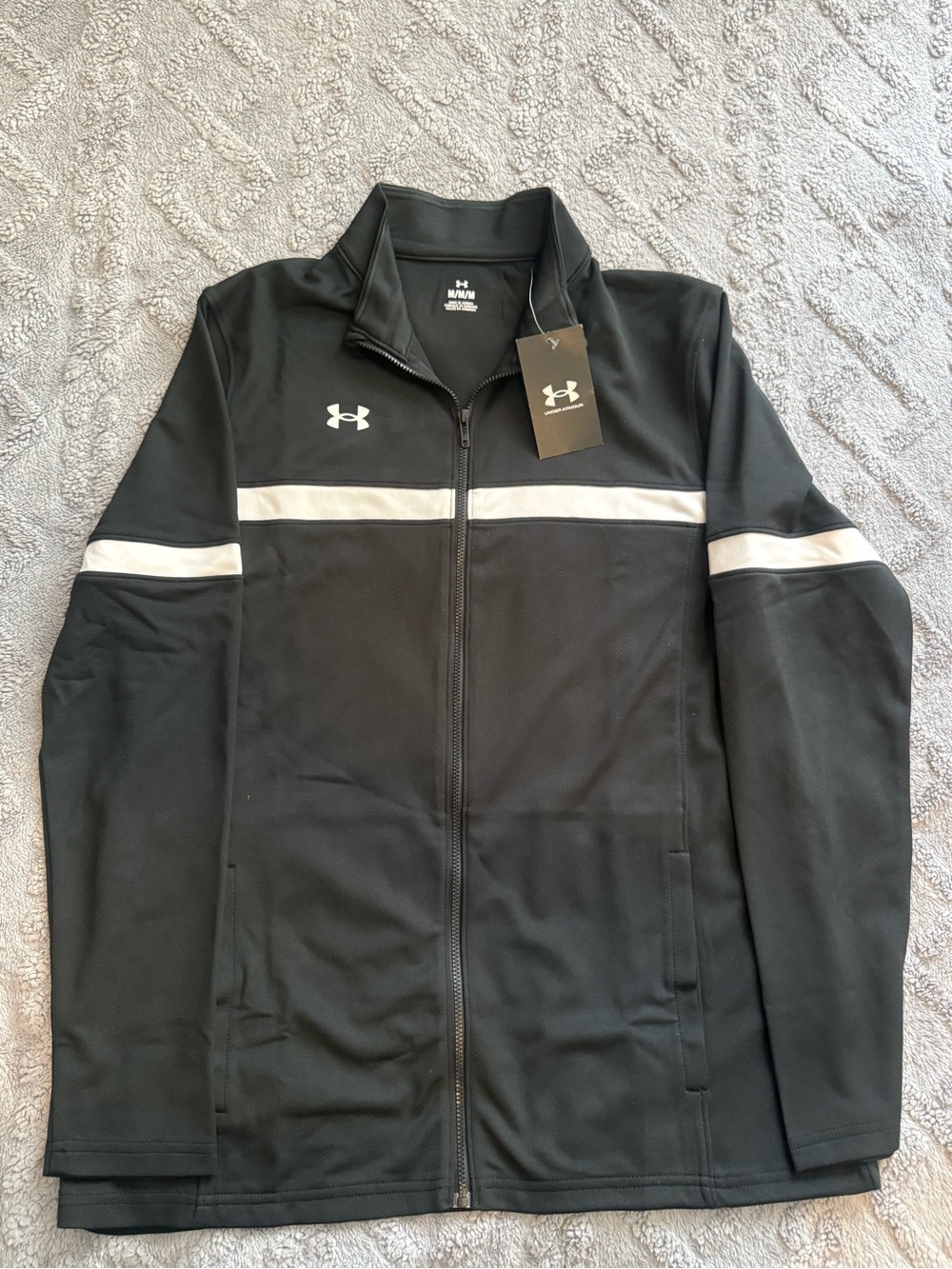 Under Armour Black Men’s Full-Zip Performance Jacket with White Stripes